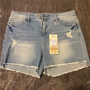 Royalty For Me Light Blue Distressed Jean Shorts